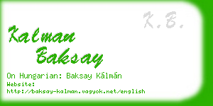 kalman baksay business card