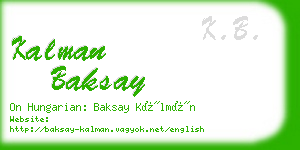 kalman baksay business card